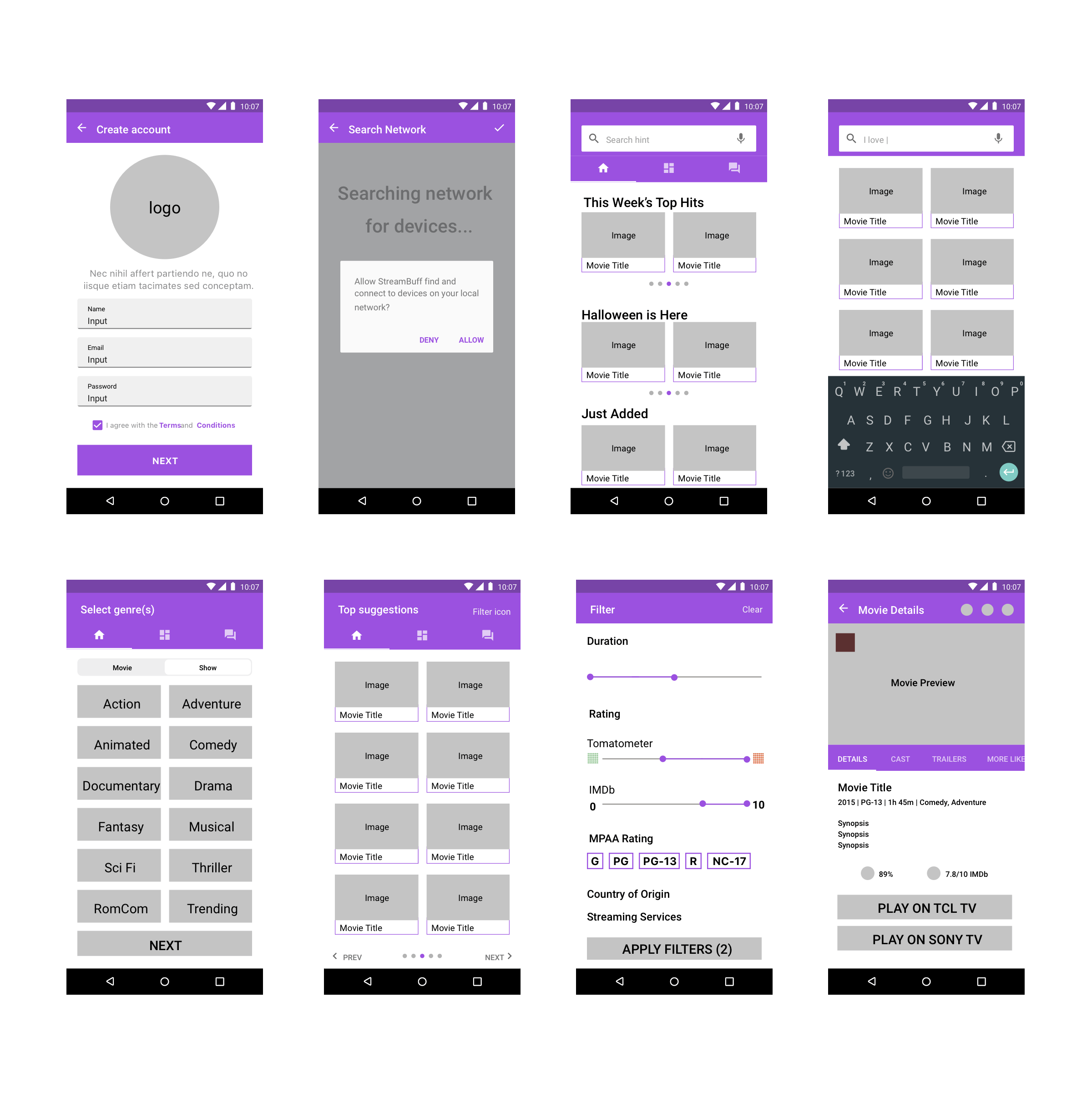 Android Wireframes
